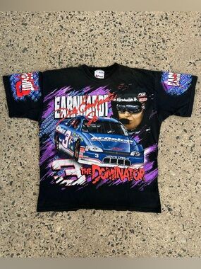 VTG 90s NASCAR AOP Dale Earnhardt Jr The Dominator Double sided T Shirt Sz 2XL